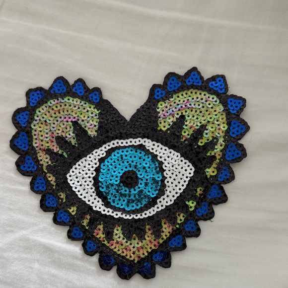 Other - Sequin Heart Eye Wall Art in Blue and Black